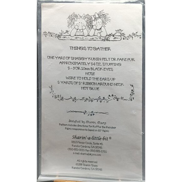 Rufus Reindeer Sewing Pattern 23" X 12" Stuffed Animal - Picture 2 of 2